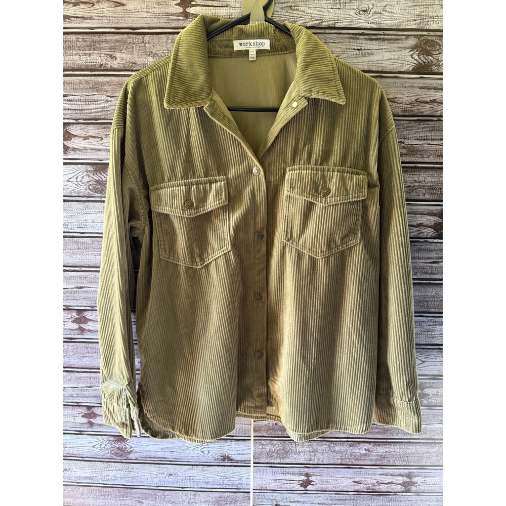 Workshop Republic Clothing Women's Button-Down Corduroy Jacket Size‎ M Green